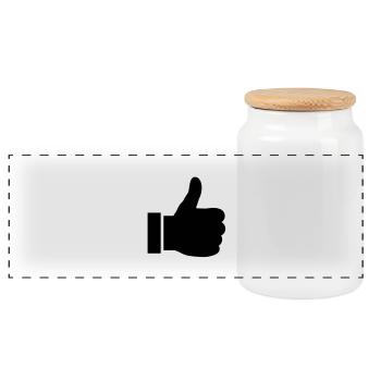 like symbol - Panoramic Cookie Jar with Wooden Lid - white - Front