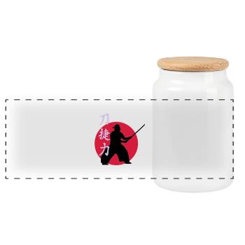 samurai_strength_victory_sword_3c - Boîte à biscuits avec couvercle en bois - blanc - Devant
