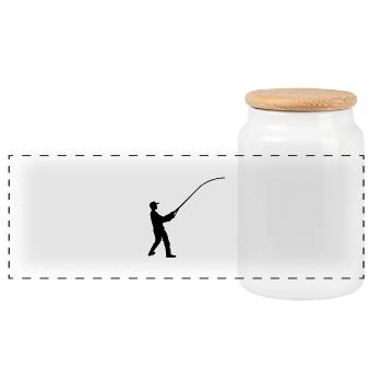 f_man - Panoramic Cookie Jar with Wooden Lid - white - Front
