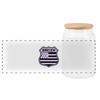 breizh bretagne - Panoramic Cookie Jar with Wooden Lid - white - Front
