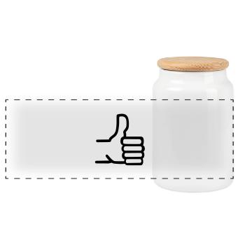 Thumbs up - Panoramic Cookie Jar with Wooden Lid - white - Front