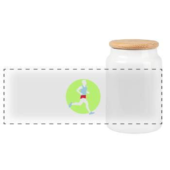 running_man_022013_a_3c - Panoramic Cookie Jar with Wooden Lid - white - Front