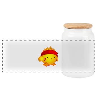Poussin guerrier.png - Boîte à biscuits avec couvercle en bois - blanc - Devant