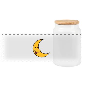 Funny Moon - Panoramic Cookie Jar with Wooden Lid - white - Front