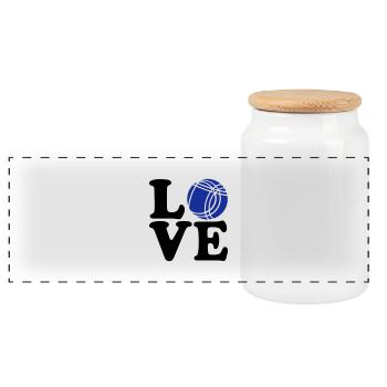 Boule - Panoramic Cookie Jar with Wooden Lid - white - Front