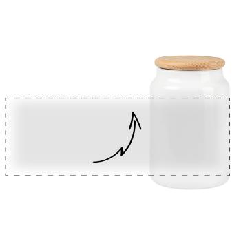 Arrow Design - Panoramic Cookie Jar with Wooden Lid - white - Front