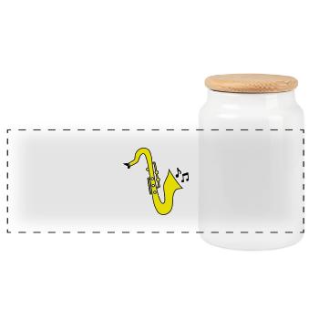 saxophones - Boîte à biscuits avec couvercle en bois - blanc - Devant