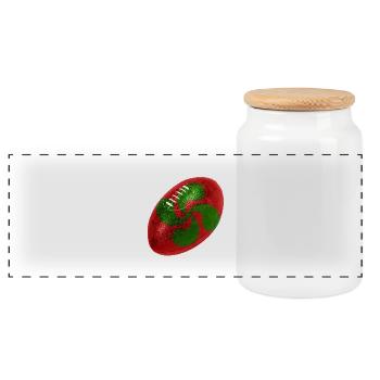 Ballon rugby Croix Basque - Boîte à biscuits avec couvercle en bois - blanc - Devant