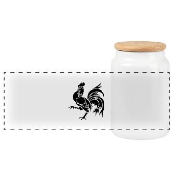 wallonia rooster bold walloon belgium - Panoramic Cookie Jar with Wooden Lid - white - Front