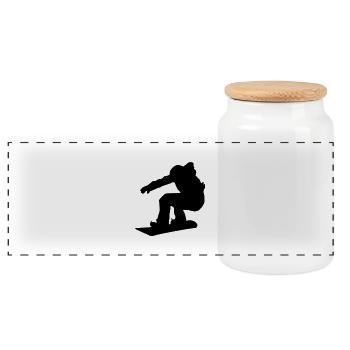 Snowboarder - Panorama Keksdose mit Holzdeckel - Weiß - Vorne