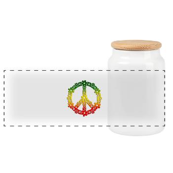 Reggae Peace symbol paix signe été amour fleur - Boîte à biscuits avec couvercle en bois - blanc - Devant