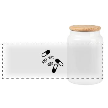 pillen_und_tabletten_f1 - Panorama Keksdose mit Holzdeckel - Weiß - Vorne