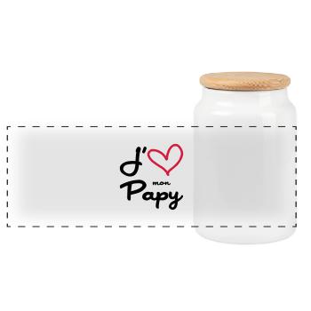 J'aime mon Papy / Grand-Père / Naissance / Bébé - Boîte à biscuits avec couvercle en bois - blanc - Devant