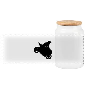 Smash stunts man motorcycle 1234 - Panoramic Cookie Jar with Wooden Lid - white - Front
