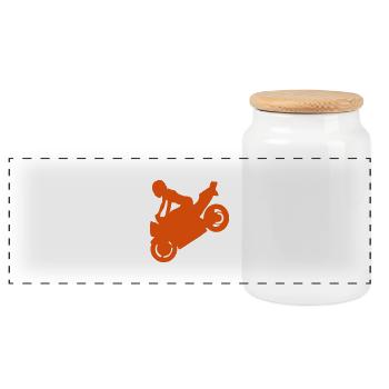 Smash stunts woman motorbike 5 - Panoramic Cookie Jar with Wooden Lid - white - Front