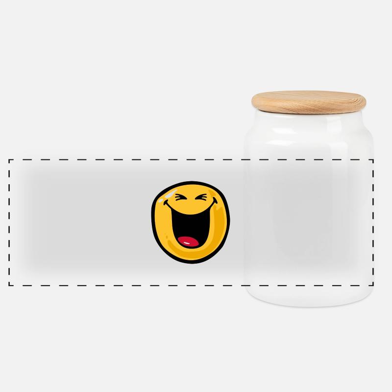 Smiley happy glee - Panorama Keksdose mit Holzdeckel - Weiß