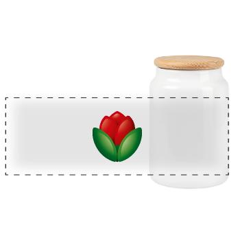 Smiley Flower Tulip - Panoramic Cookie Jar with Wooden Lid - white - Front
