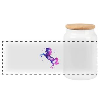 Einhorn unicorn Sterne Fantasy galaxy Universum - Panorama Keksdose mit Holzdeckel - Weiß - Vorne