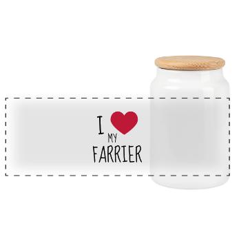 Farrier Hufschmied Maréchal Ferrant Blacksmith - Panoramic Cookie Jar with Wooden Lid - white - Front