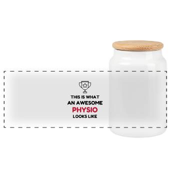 Physiotherapy Physio Krankengymnast Kiné Doctor - Panoramic Cookie Jar with Wooden Lid - white - Front