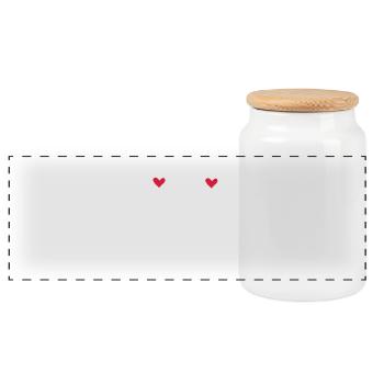love - Panoramic Cookie Jar with Wooden Lid - white - Front