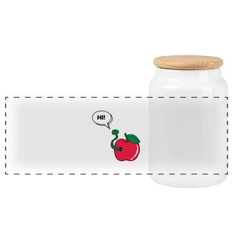 wurm_hi_02 - Panoramic Cookie Jar with Wooden Lid - white - Front