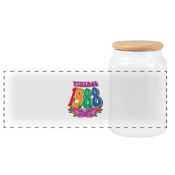 Fleur rétro 1988, 34 ans 34ème anniversaire Cadeau - Boîte à biscuits avec couvercle en bois - blanc - Devant