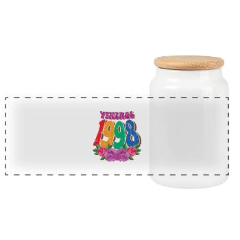 Retro Blume 1998, 24 Jahre alt 24. Geburtstag Geschenk - Panorama Keksdose mit Holzdeckel - Weiß - Vorne
