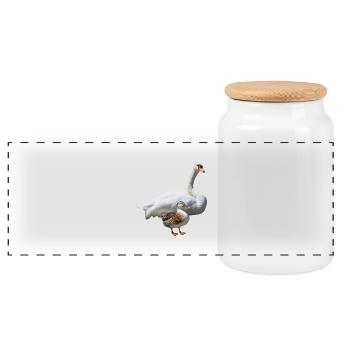 Cygne - Boîte à biscuits avec couvercle en bois - blanc - Devant