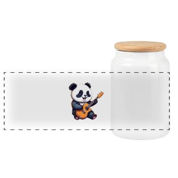 Panda-Gitarrist - Panorama Keksdose mit Holzdeckel - Weiß - Vorne