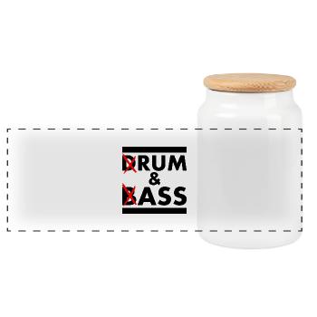 Drum and bass - rum and ass - Panorama Keksdose mit Holzdeckel - Weiß - Vorne