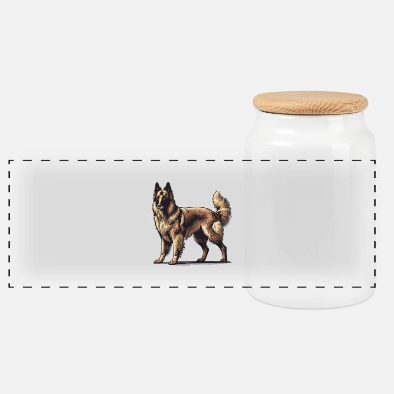 Sheepdog - Panoramic Cookie Jar with Wooden Lid - white