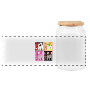 Feminine energy - Panoramic Cookie Jar with Wooden Lid - white - Front