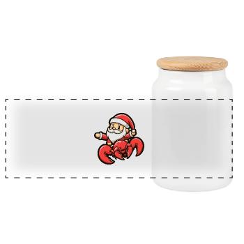 crabe homard père noël dessin animé - Boîte à biscuits avec couvercle en bois - blanc - Devant
