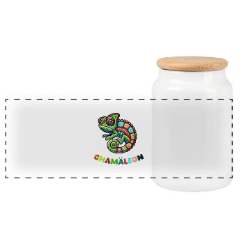 Caméléon - Boîte à biscuits avec couvercle en bois - blanc - Devant