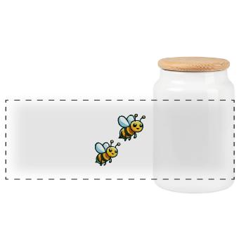 Abeille Dessin animé 2 - Boîte à biscuits avec couvercle en bois - blanc - Devant