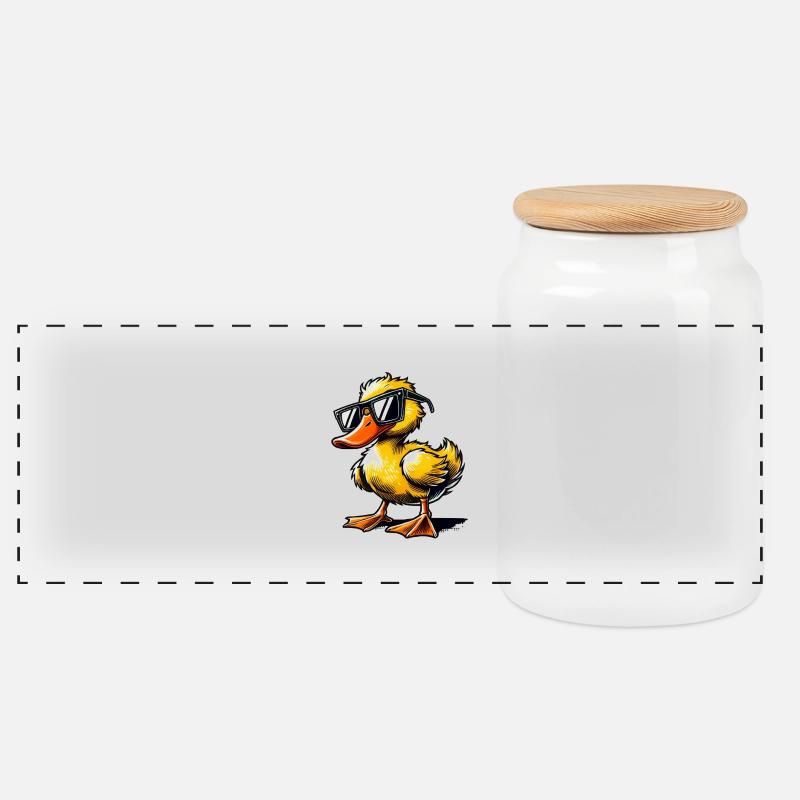duck comic - Panorama Keksdose mit Holzdeckel - Weiß