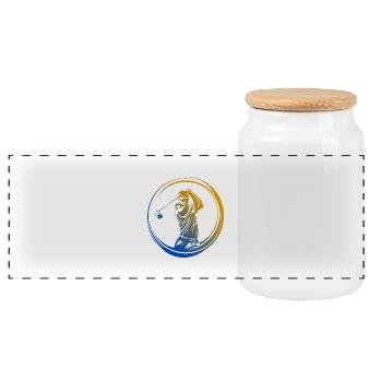 Golfer Silhouette Bunt - Panorama Keksdose mit Holzdeckel - Weiß - Vorne