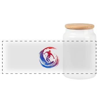 Surfer Silhouette Bunt - Panorama Keksdose mit Holzdeckel - Weiß - Vorne