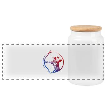 Tir à l’arc Silhouette Coloré - Boîte à biscuits avec couvercle en bois - blanc - Devant