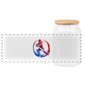 Cricket Silhouette Bunt - Panorama Keksdose mit Holzdeckel - Weiß - Vorne