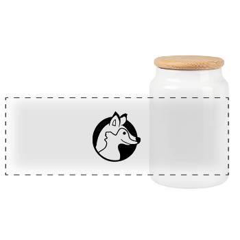 Fox Hole Red Fox Wild Animal Peeps Face Head - Panoramic Cookie Jar with Wooden Lid - white - Front