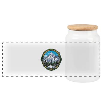 Eisberge Bergsteigen Schild - Panorama Keksdose mit Holzdeckel - Weiß - Vorne