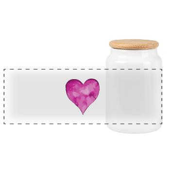 Herz Verliebt Valentinstag - Panorama Keksdose mit Holzdeckel - Weiß - Vorne