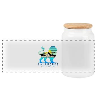 Calanque-Löwe, Trailrunner, Sport, Abenteuer - Panorama Keksdose mit Holzdeckel - Weiß - Vorne