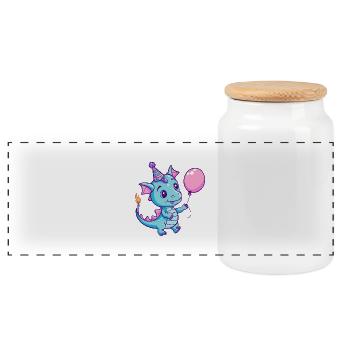 Dragon Anniversaire Bébé - Boîte à biscuits avec couvercle en bois - blanc - Devant