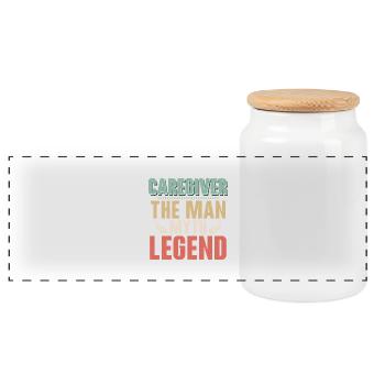 Caregiver The Man Myth Legend Carer Caregiving - Panoramic Cookie Jar with Wooden Lid - white - Front