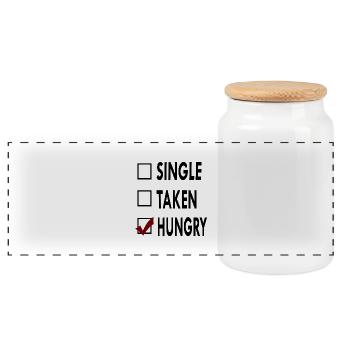SINGLE noir blanc HUNGRY - Boîte à biscuits avec couvercle en bois - blanc - Devant