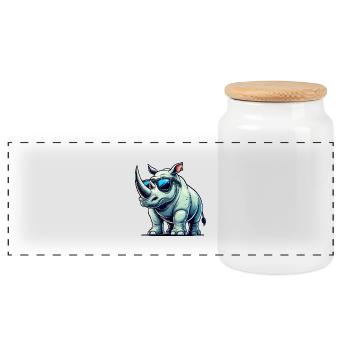 Bande dessinée Rhino - Boîte à biscuits avec couvercle en bois - blanc - Devant
