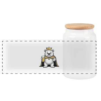 Ours polaire bière drôle - Boîte à biscuits avec couvercle en bois - blanc - Devant